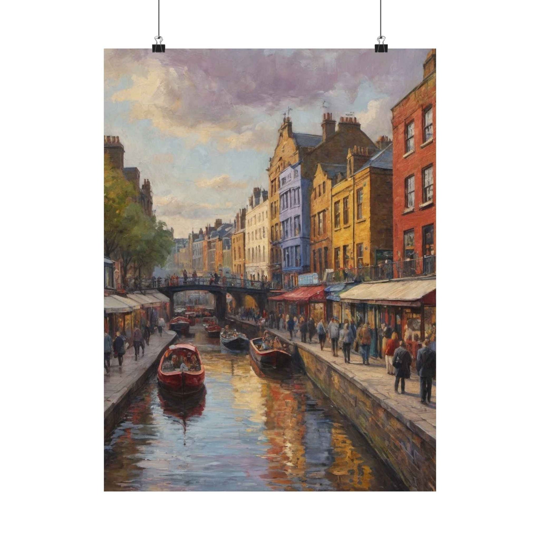 City Canal Matte Vertical Poster — European Street Scene Wall Art