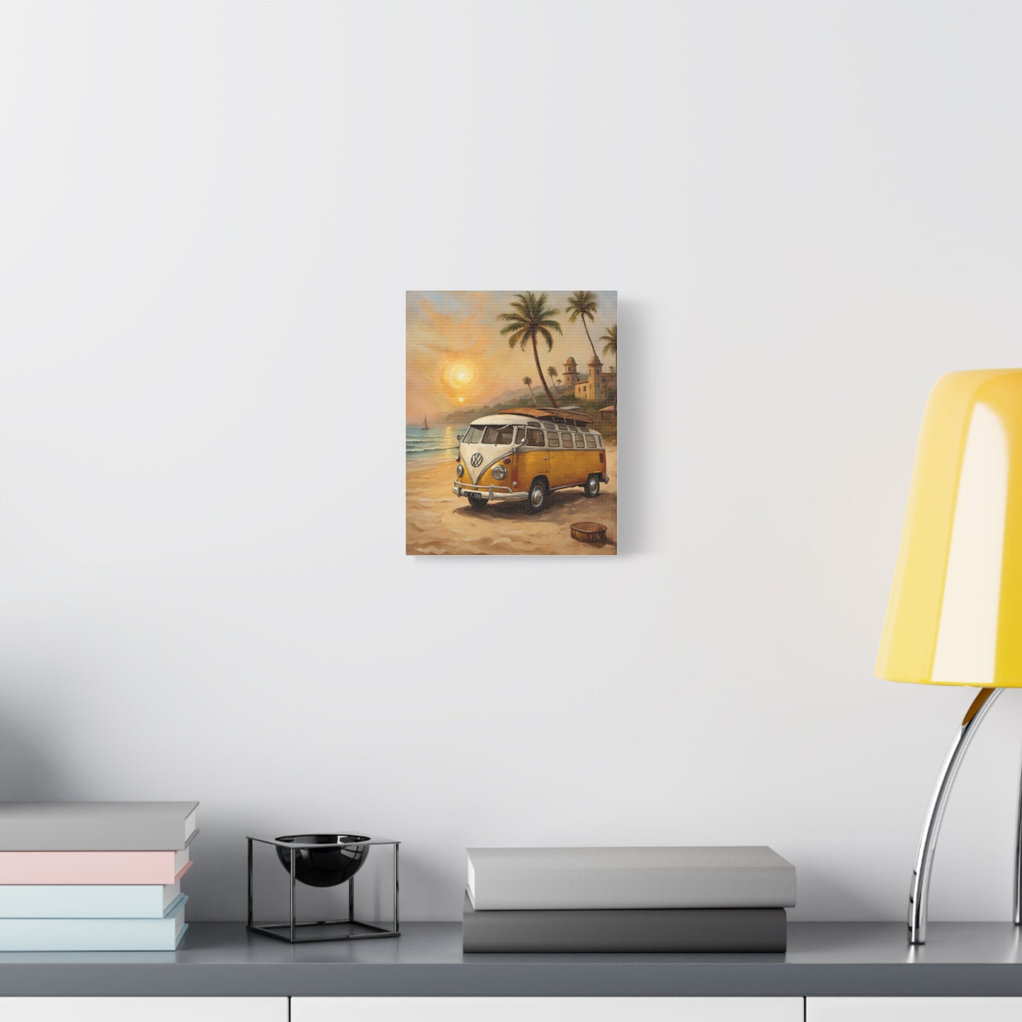 Beach Vibes Canvas Print, Summer Decor, VW Bus Art, Coastal Wall Art, Boho Home Decor, Travel-Inspired Gift
