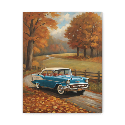 Vintage Autumn Car Wall Art, Rustic Home Decor, Fall Decor, Classic Car Canvas, Autumn Landscape - AquilVision