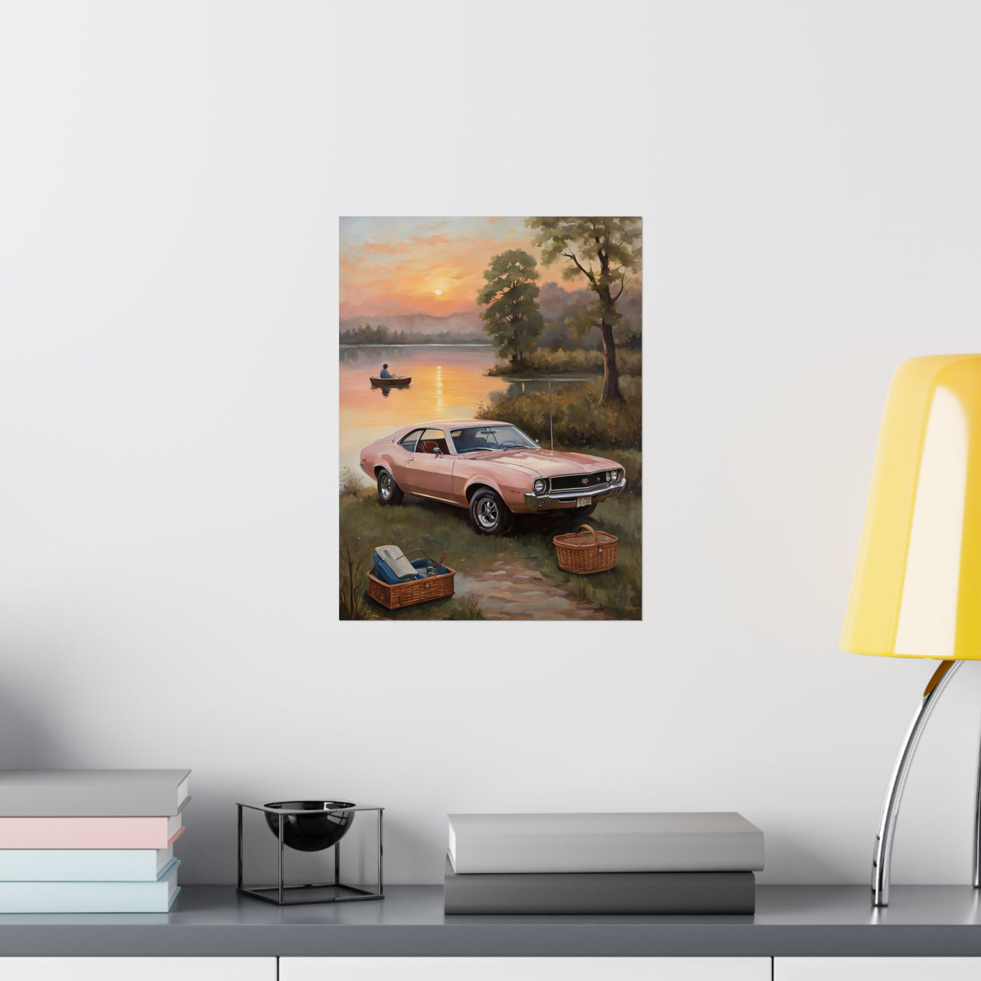 Vintage Car Sunset Matte Vertical Poster | AJ68 Collection Printify