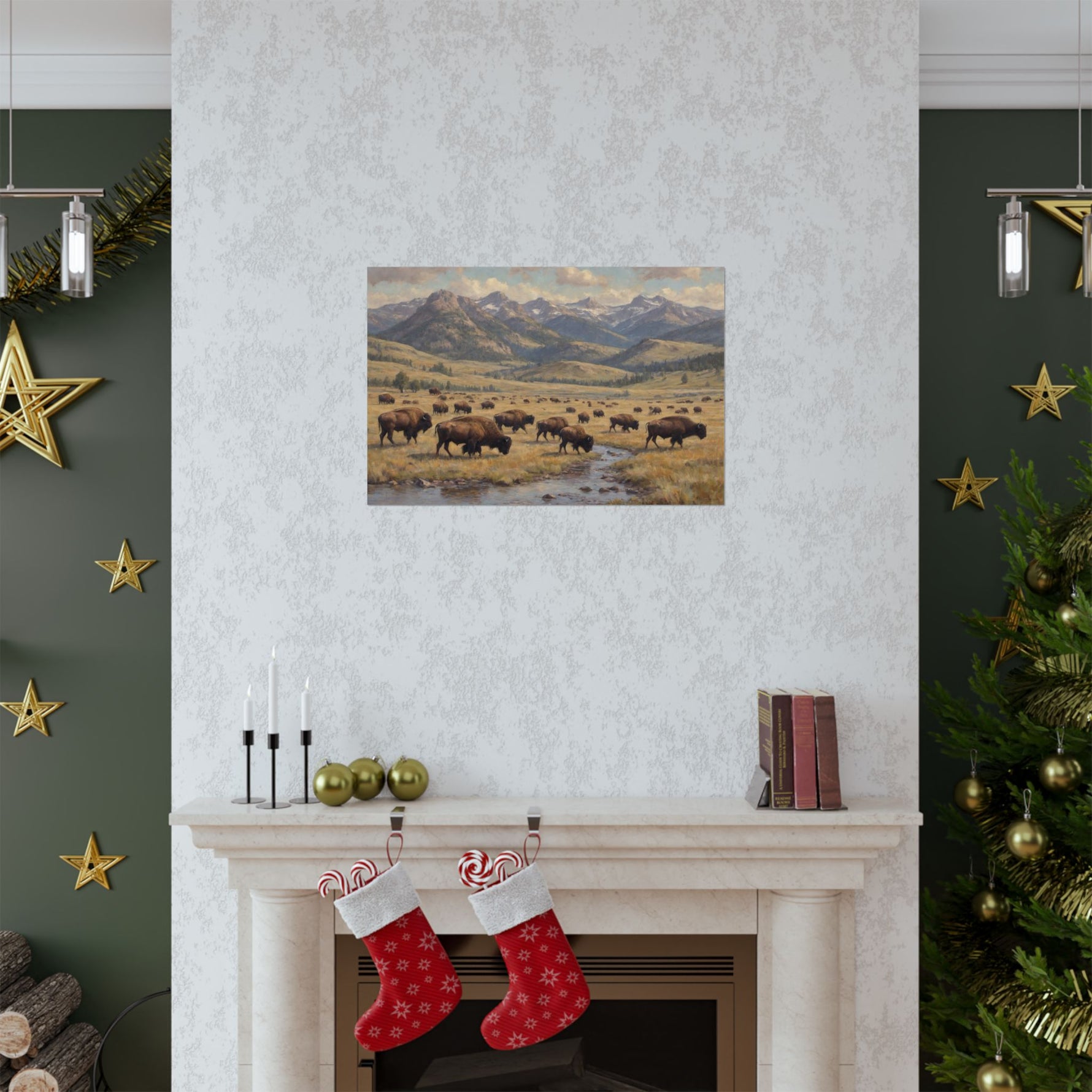 Bison Prairie Yellowstone Matte Poster — Horizontal Wildlife Wall Art - AquilVision