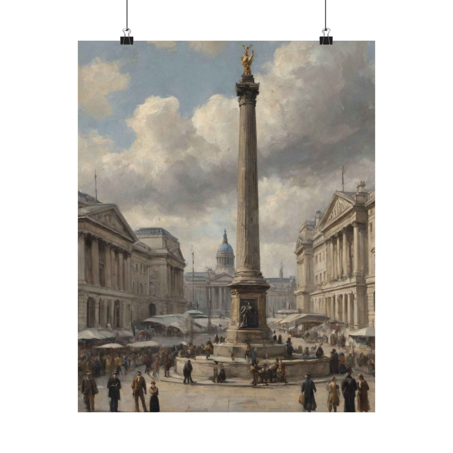 Trafalgar Square Vintage Cityscape Poster — Matte Vertical Art Print