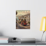 San Francisco Cable Car Poster — Vintage Coastal Cityscape Matte Vertical Print - AquilVision