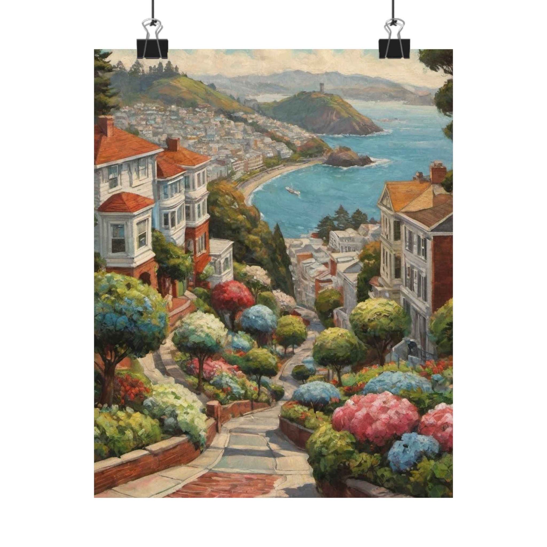 Coastal Garden Street Matte Poster — Scenic San Francisco Bay Print - AquilVision