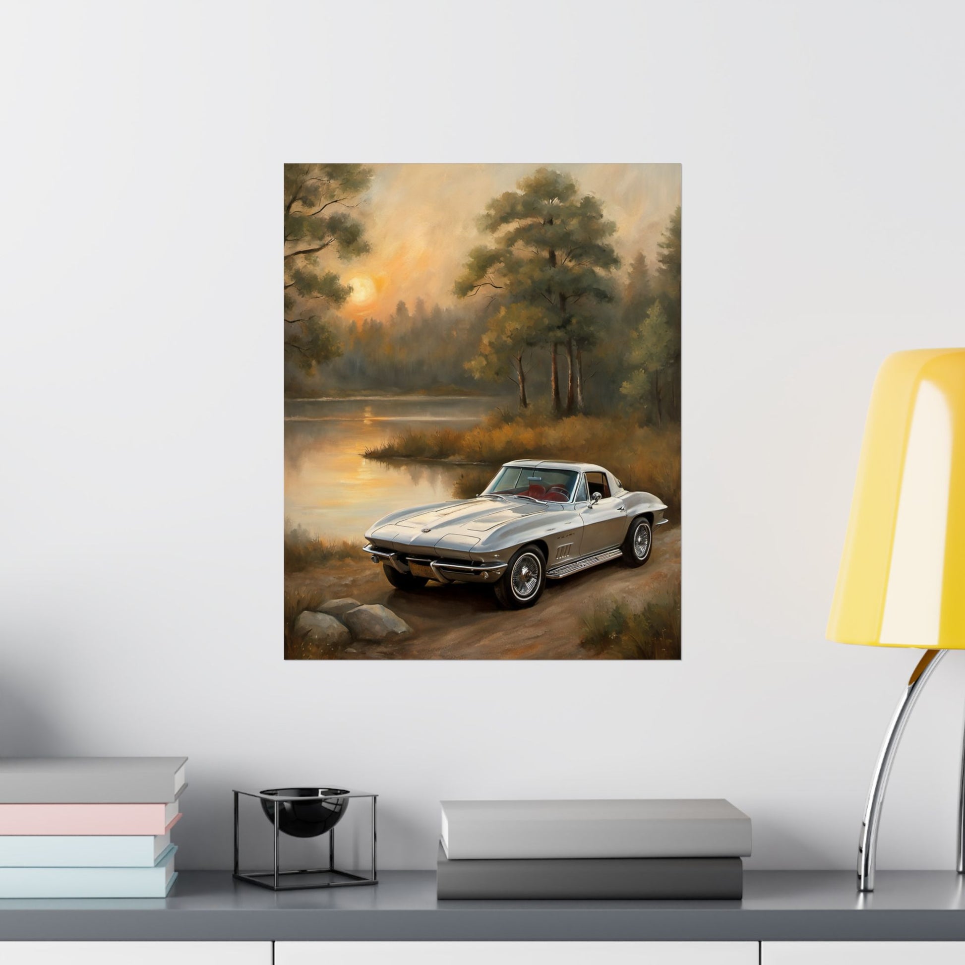Classic Car Landscape Poster, Vintage Vehicle Decor, Automotive Wall Art, Retro Home Decoration, Perfect Gift for Car Lovers Printify