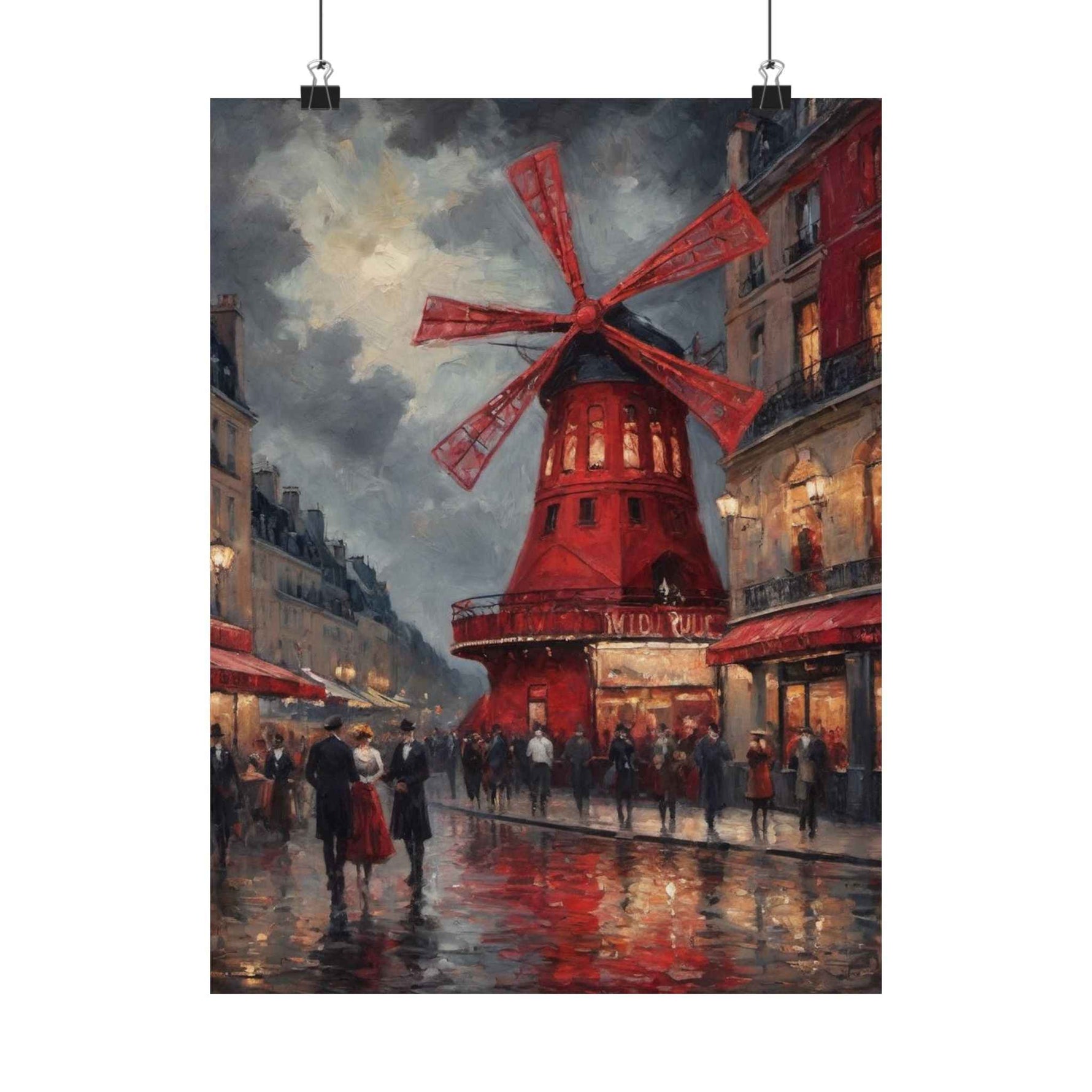 Vintage Paris Moulin Rouge Matte Poster — Romantic City Street Art Print - AquilVision