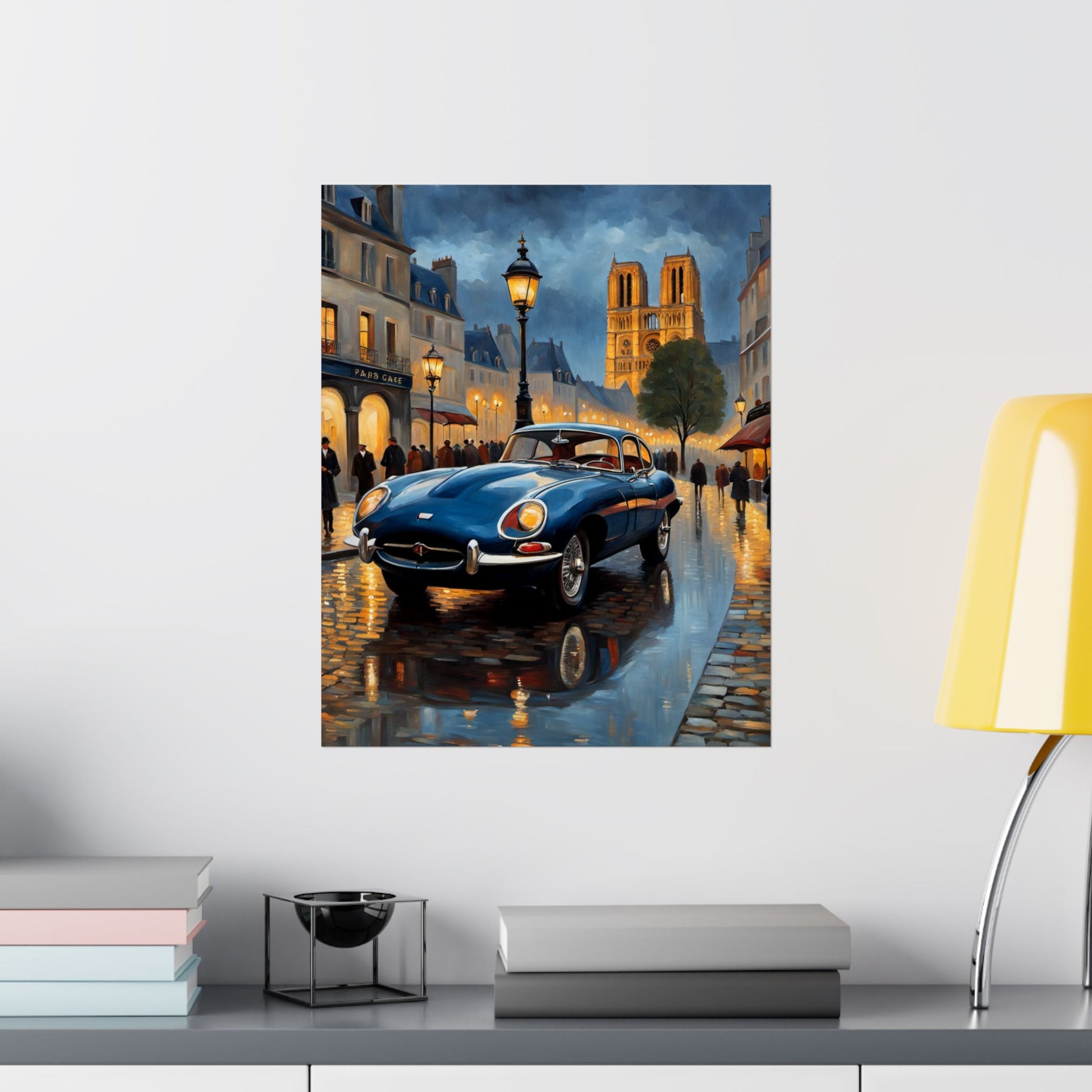 Vintage Car Poster, Paris Night Scene Art, Wall Decor, Classic Automobile Print, Gift for Car Lovers, Home Decoration - AquilVision