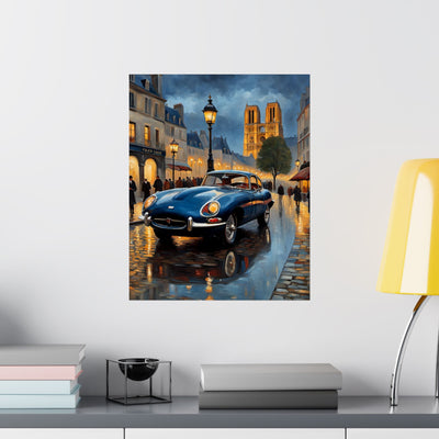 Vintage Car Poster, Paris Night Scene Art, Wall Decor, Classic Automobile Print, Gift for Car Lovers, Home Decoration - AquilVision