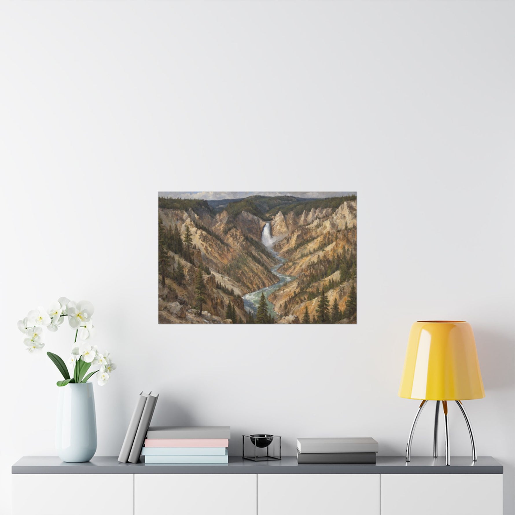 Yellowstone Canyon Waterfall Matte Poster — Landscape Wall Art - AquilVision