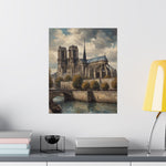 Notre Dame Seine River Matte Poster — Vintage Paris Architecture Wall Art - AquilVision