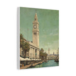 Vintage Harbor Clocktower Canvas Print — Coastal Cityscape Wall Art - AquilVision
