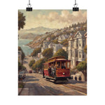 San Francisco Cable Car Poster — Vintage Coastal Cityscape Matte Vertical Print - AquilVision
