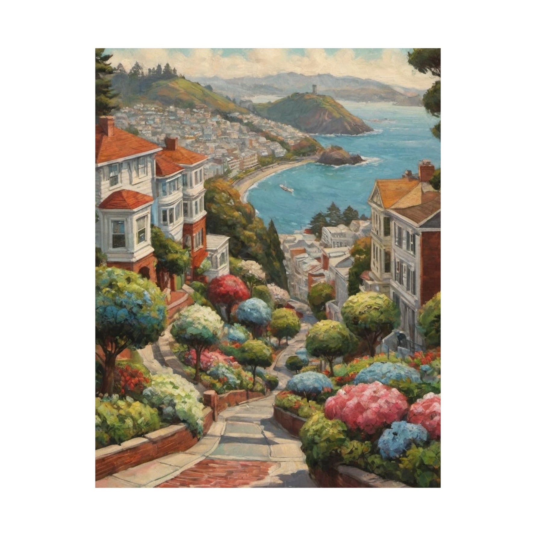 Coastal Garden Street Matte Poster — Scenic San Francisco Bay Print - AquilVision