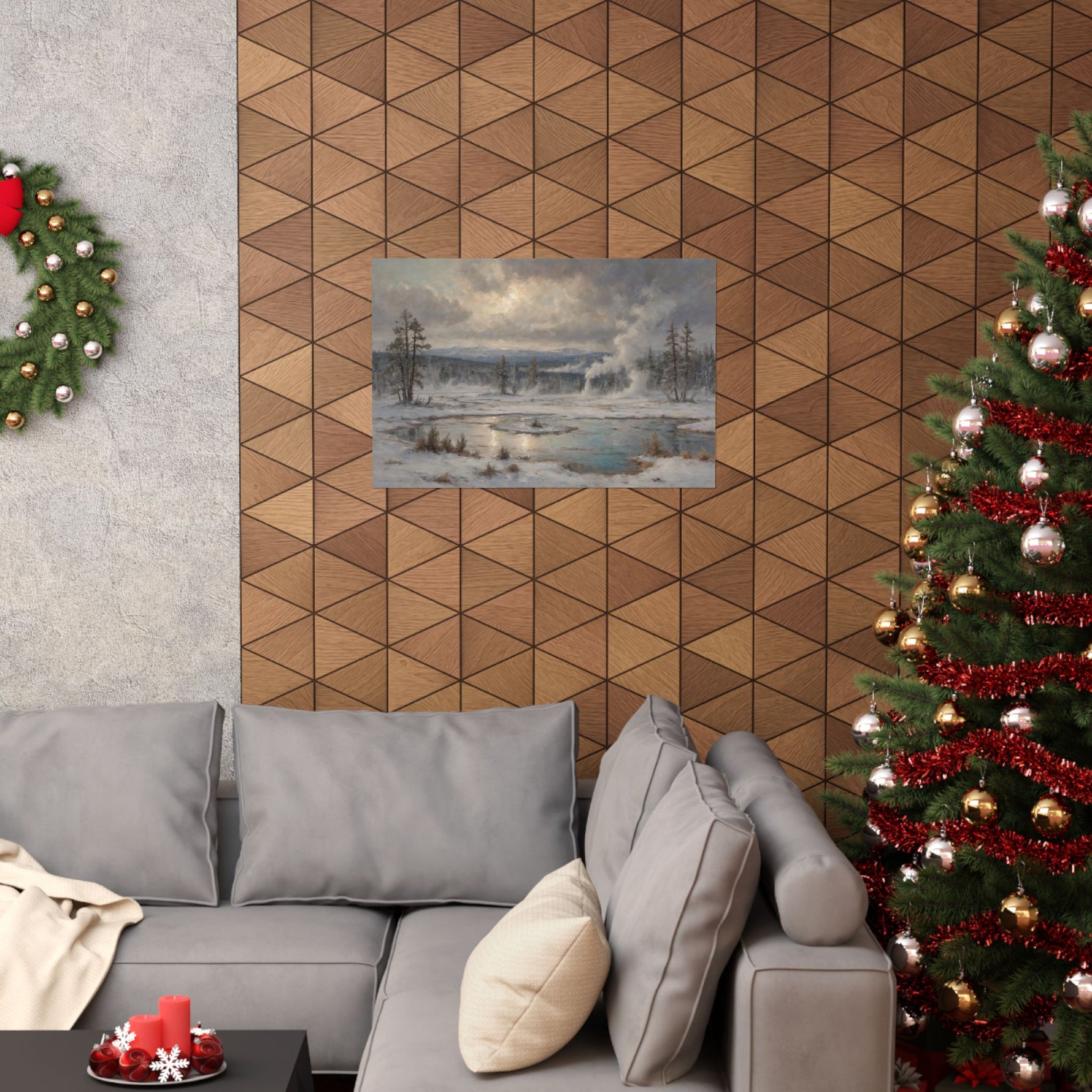 Winter Landscape Matte Poster — Serene Snowy Lake Art Print - AquilVision