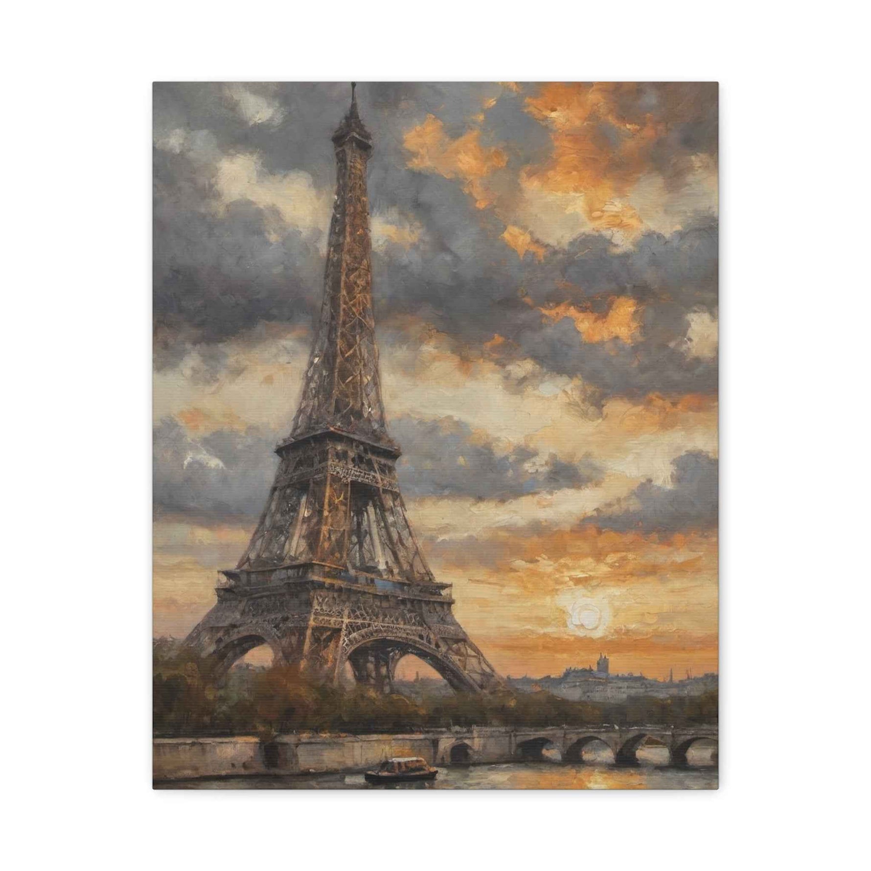 Eiffel Tower Sunset Canvas Print — Matte Stretched Wall Art - AquilVision
