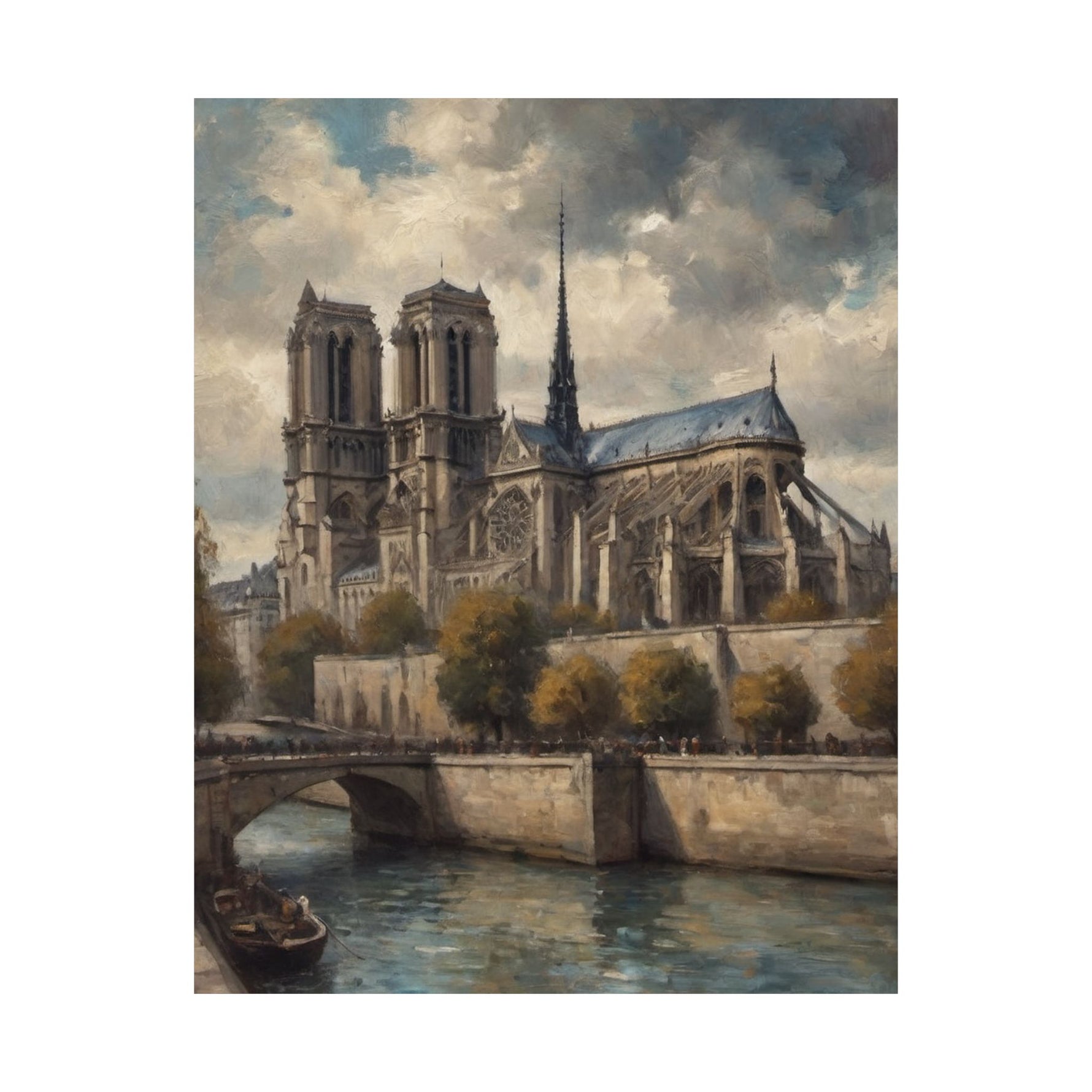 Notre Dame Seine River Matte Poster — Vintage Paris Architecture Wall Art - AquilVision
