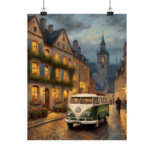 Vintage VW Bus Matte Vertical Poster, Wall Art Decor, Retro Home Decoration, Perfect Gift for Travel Lovers, Cozy Atmospheric Décor