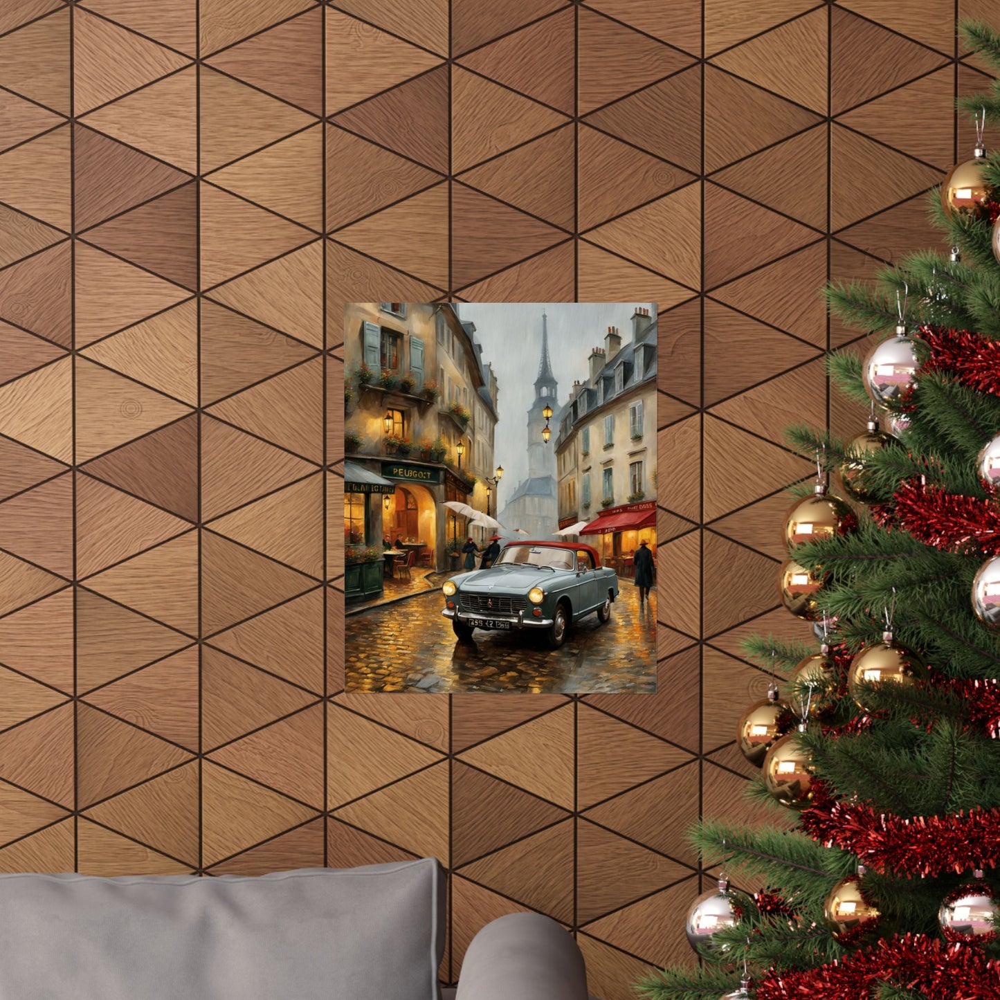 Charming Matte Poster, Travel Gift Vintage Car Art, Vintage Car Decor, Parisian Street Scene, Home Wall Art, Gift for Travelers Printify