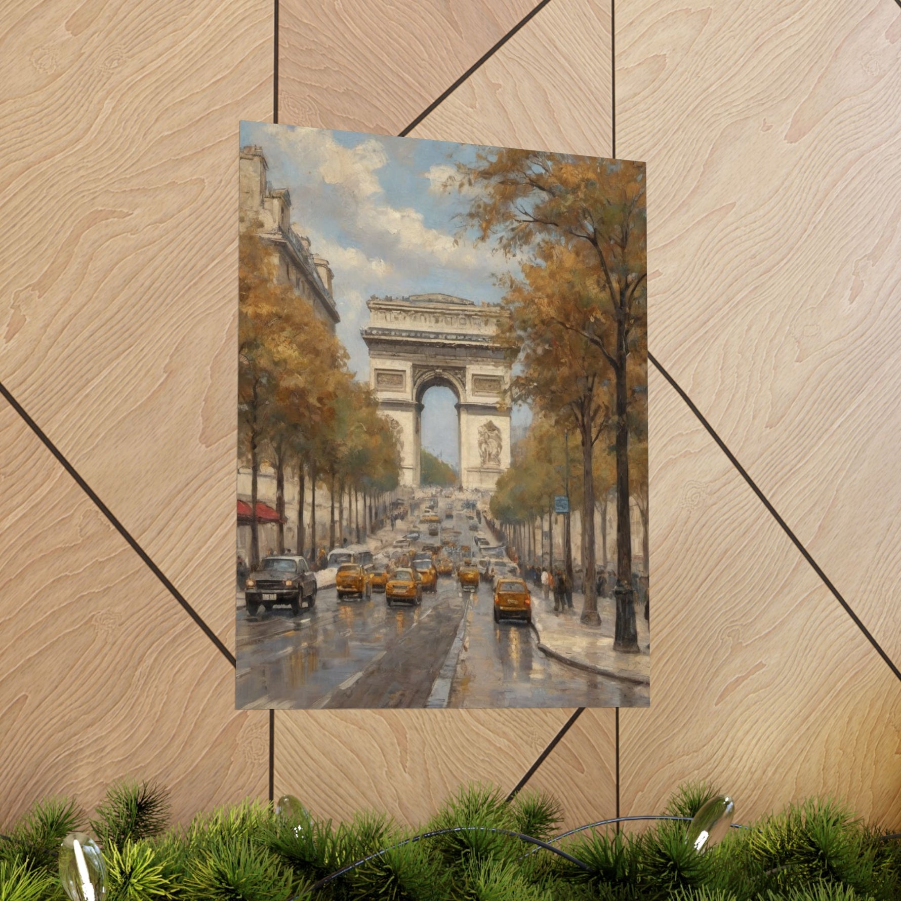 Paris Arc de Triomphe Poster — Autumn Boulevard Matte Vertical Art Print - AquilVision