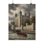 Matte Vertical Poster — Historic London Tower Artwork (Vintage Castle River Scene)