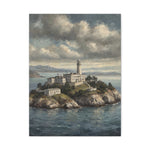Lighthouse Island Canvas Wall Art — Coastal Seascape Matte Stretched Print - AquilVision