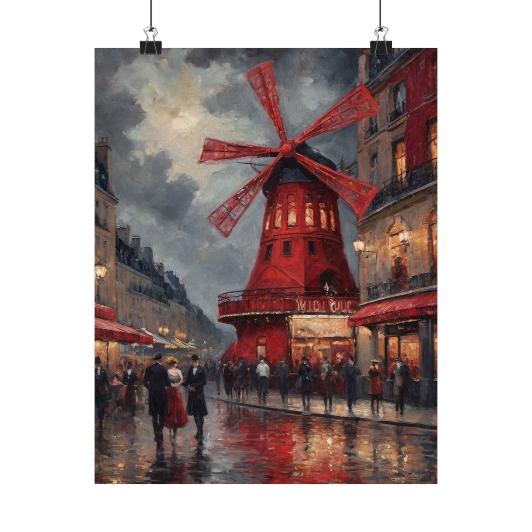 Vintage Paris Moulin Rouge Matte Poster — Romantic City Street Art Print - AquilVision