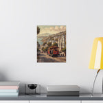 San Francisco Cable Car Poster — Vintage Coastal Cityscape Matte Vertical Print - AquilVision