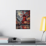 Vintage Paris Moulin Rouge Matte Poster — Romantic City Street Art Print - AquilVision