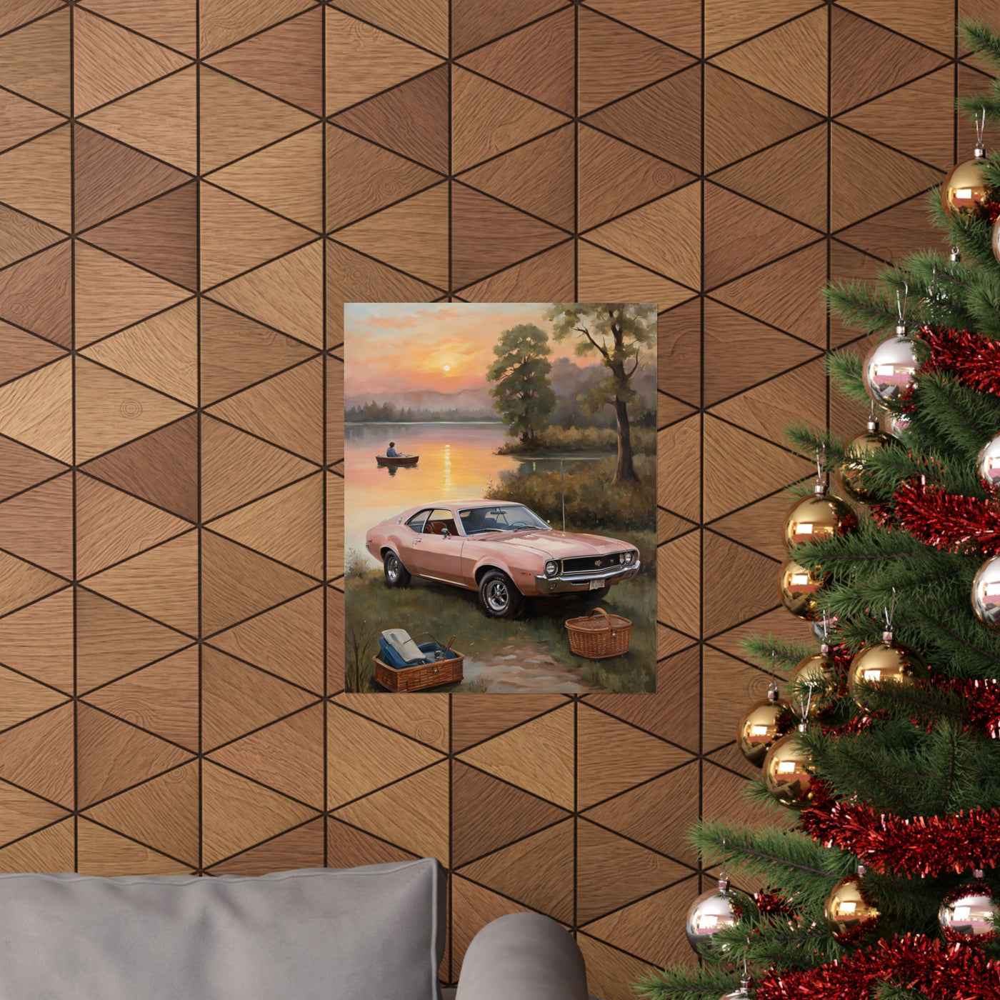 Vintage Car Sunset Matte Vertical Poster | AJ68 Collection Printify