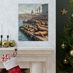Sea Lion Harbor Matte Vertical Poster — Coastal Nautical Wall Art - AquilVision
