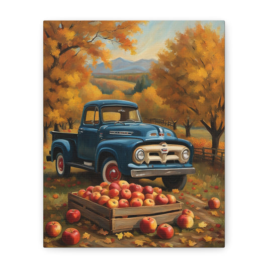 Rustic Truck Canvas Wall Art, Autumn Decor, Vintage Farmhouse Print, Thanksgiving Home Decoration, Cozy Fall Vibes, Gift for Nature Lovers