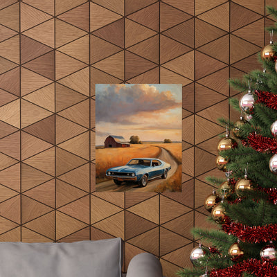 Vintage Car Landscape Poster Art | AJ68 Collection Printify