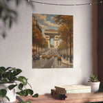 Paris Arc de Triomphe Poster — Autumn Boulevard Matte Vertical Art Print - AquilVision