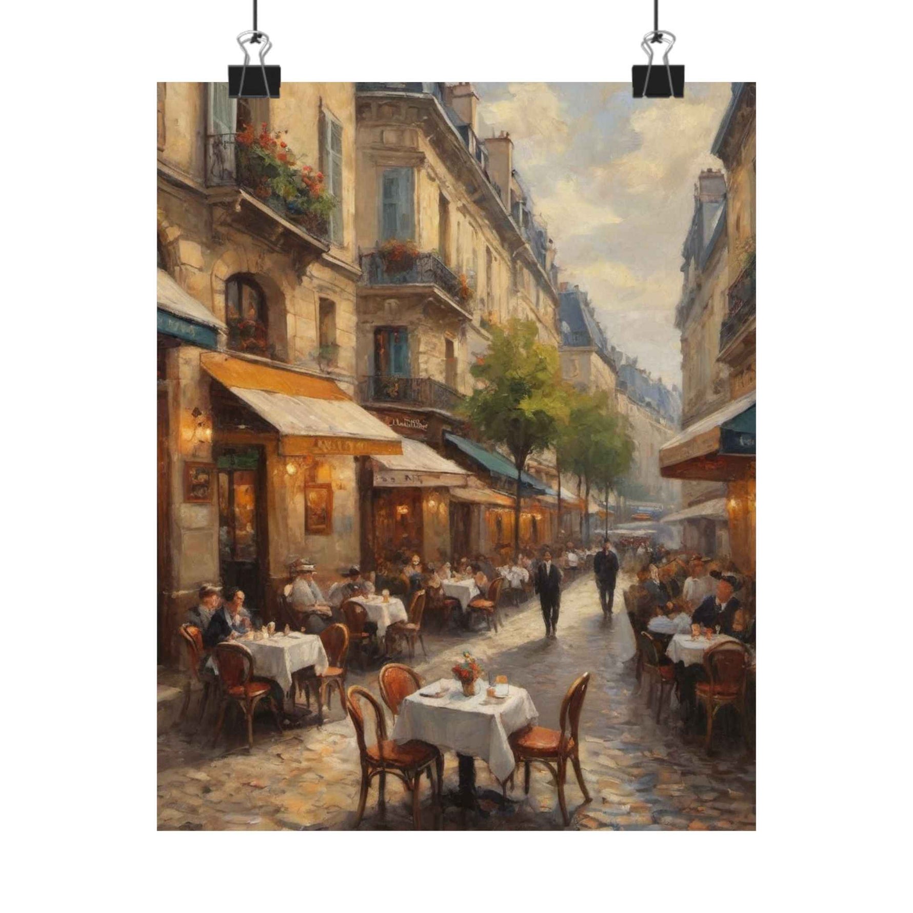 Paris Street Café Matte Poster — Vintage European Cityscape Wall Art - AquilVision