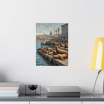 Sea Lion Harbor Matte Vertical Poster — Coastal Nautical Wall Art - AquilVision