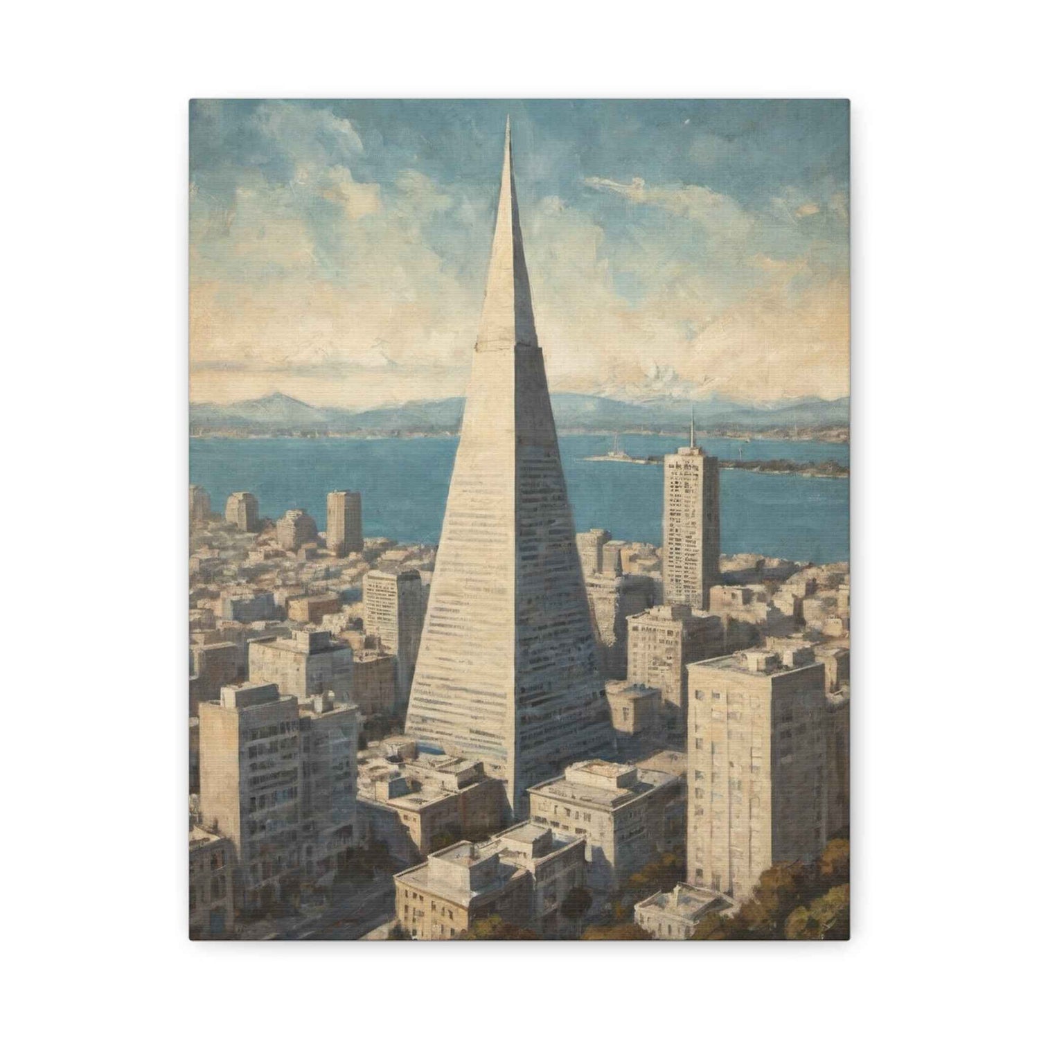 Transamerica Pyramid Matte Canvas Print — Vintage San Francisco Cityscape Wall Art - AquilVision