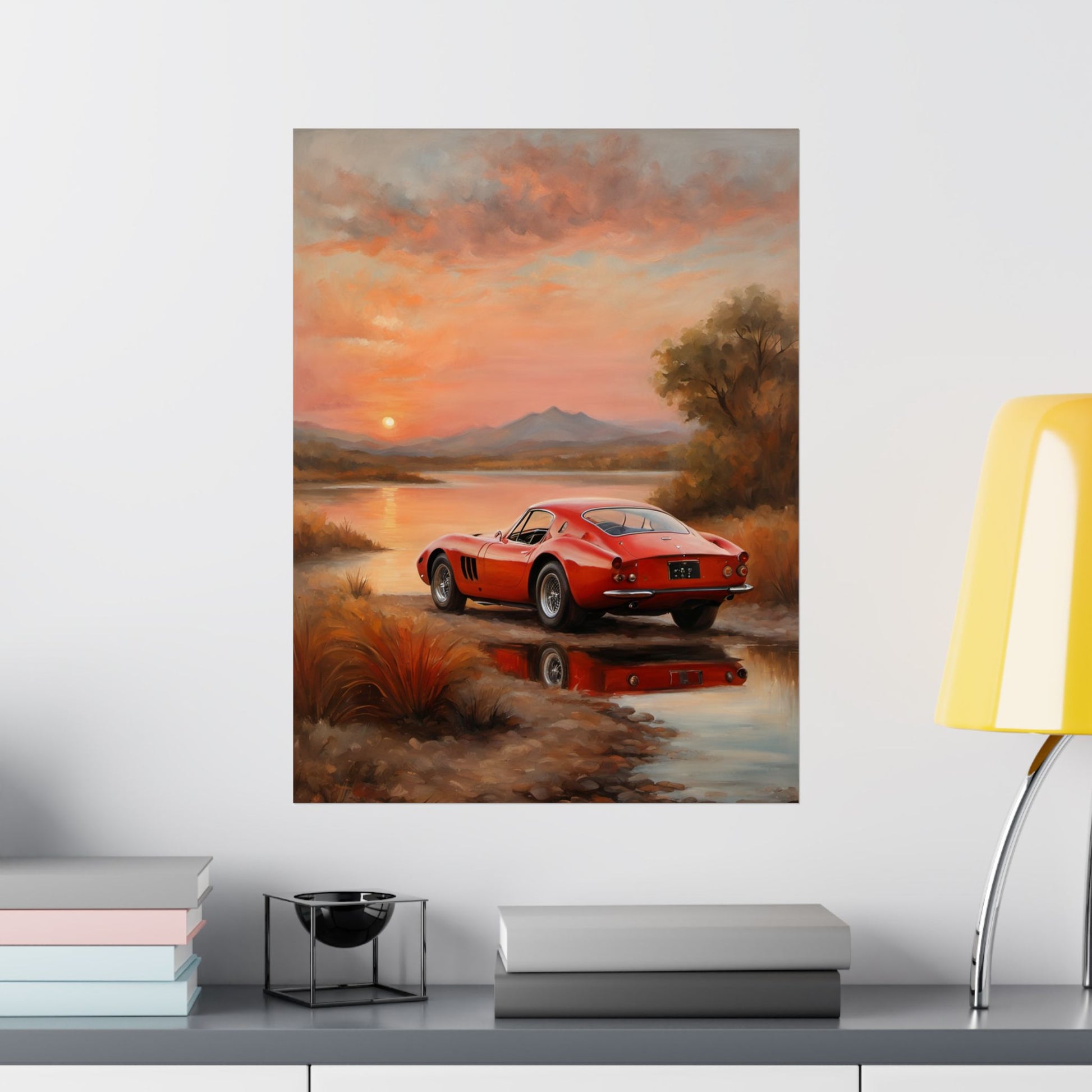 Scenic Car Wall Art, Vintage Car Poster, Automotive Decor, Nature Artwork, Gift for Him, Room Aesthetic, Classic Car Print Printify