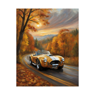 Vintage Car Art Poster, Fall Decor, Retro Wall Art, Gift for Car Lovers, Autumn Home Decor, Classic Vehicle Print Printify