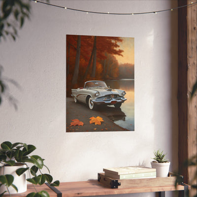 Vintage Car Autumn Matte Poster, Classic Car Art Print, Fall Decor, Retro Home Wall Art, Gift for Him, Car Lover Wall Decor - AquilVision