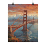 Golden Gate Bridge Sunset Poster - Matte Vertical Travel Wall Art - AquilVision