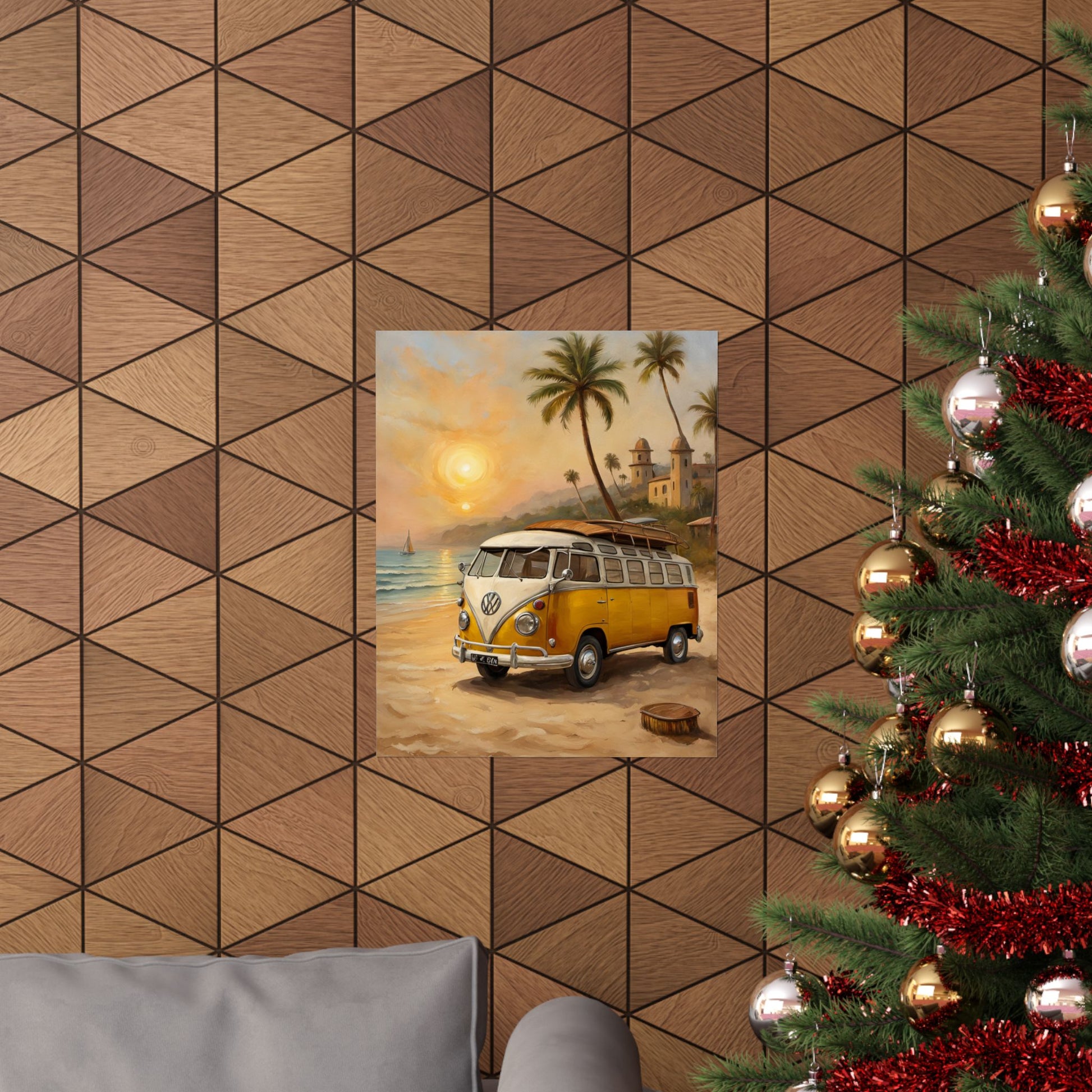 Vintage Beach Van Matte Poster, Retro Wall Art, Boho Decor, Coastal Room Decoration, Summer Vibes Art Print - AquilVision