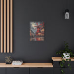 Paris Street Scene Canvas Print — Red Moulin Windmill Matte Stretched Wall Art - AquilVision