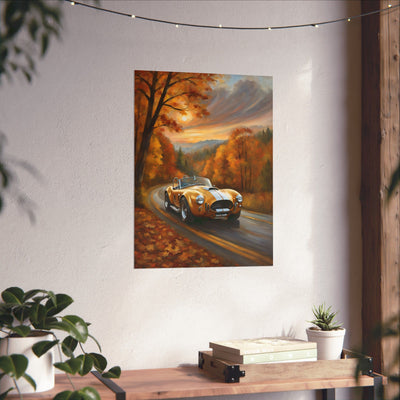 Vintage Car Art Poster, Fall Decor, Retro Wall Art, Gift for Car Lovers, Autumn Home Decor, Classic Vehicle Print Printify