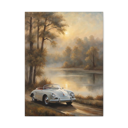 Vintage Car Landscape Art Print, Wall Decor, Home Aesthetic, Nature Artwork, Gift for Car Lovers, Vintage Automotive Decor