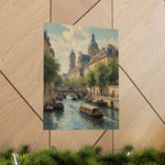 Paris Riverboat Matte Poster — Vintage European Cityscape Wall Art - AquilVision