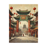 Chinese Street Archway Matte Poster — Vintage Pagoda Lantern Travel Art - AquilVision