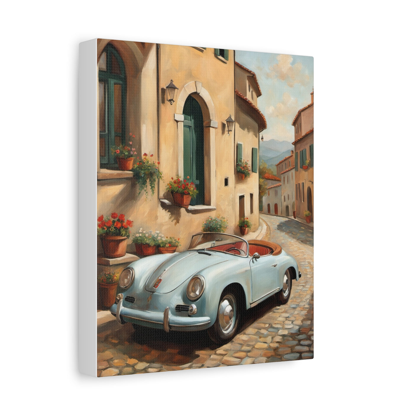 Vintage Car Canvas Print, Classic Car Wall Art, Retro Home Decor, Car Lover Gift, Italian Street Scene Art - AquilVision