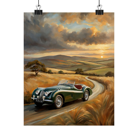 Classic Car Landscape Matte Poster, Vintage Wall Art, Home Decor, Car Enthusiast Gift, Retro Decor, Nature Poster