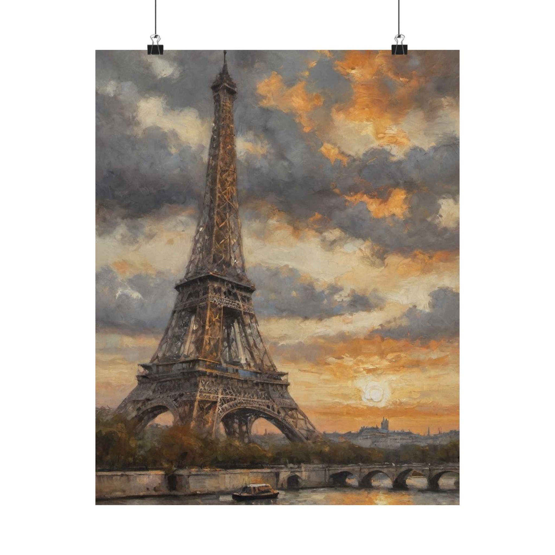 Eiffel Tower Sunset Matte Poster — Vintage Paris Wall Art - AquilVision
