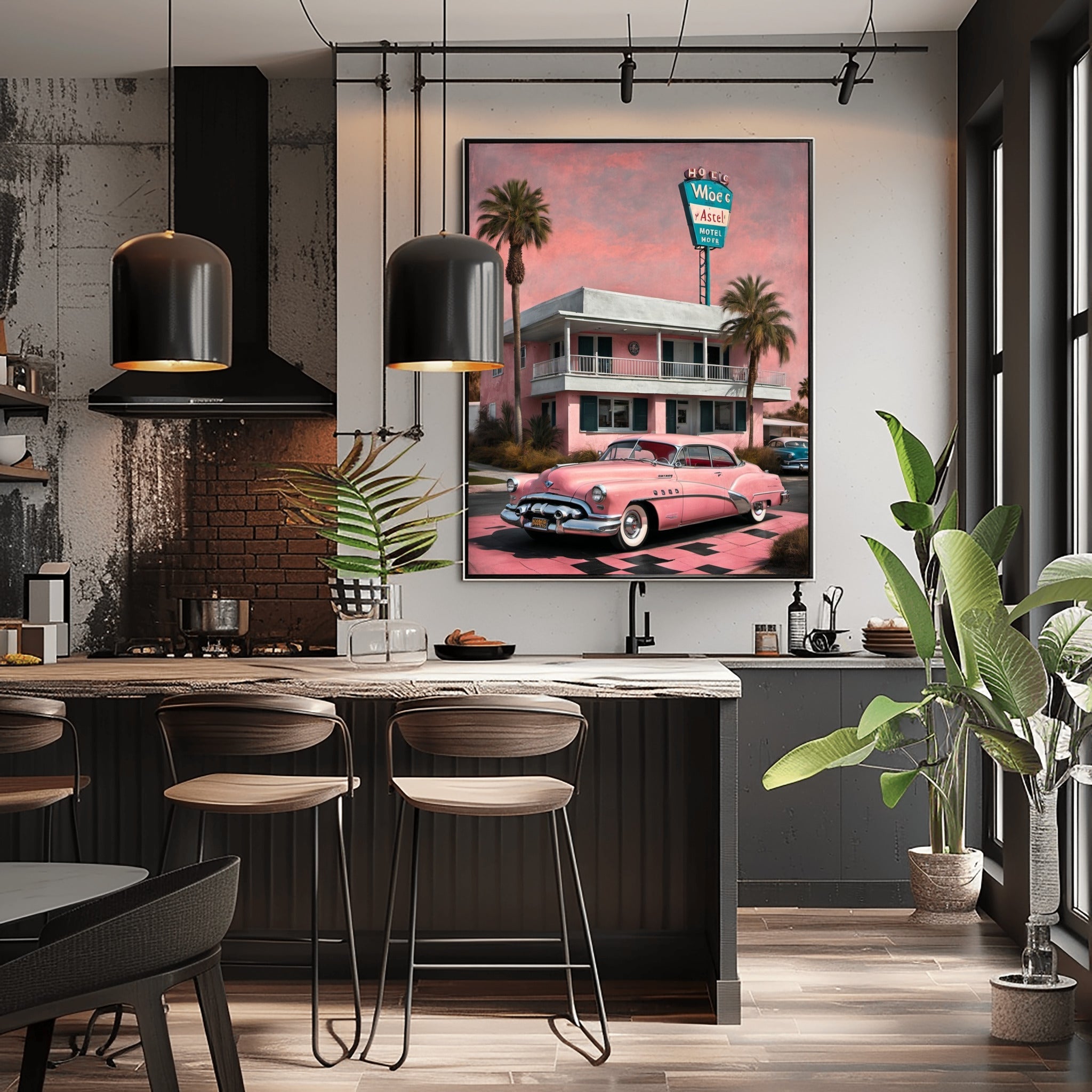 1950 American Riviera Dream - Vintage Motel Edition | Poster - Canvas - Framed Canvas - AquilVision